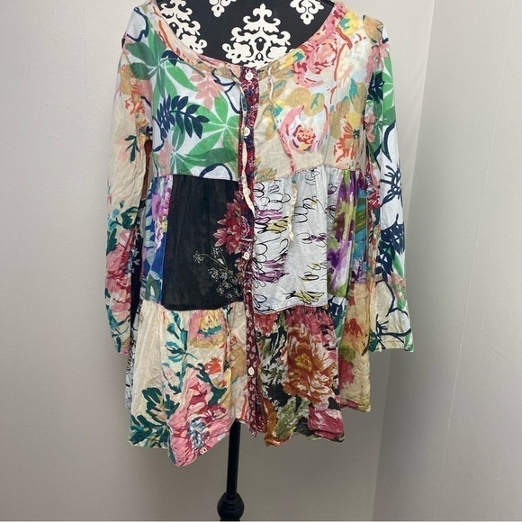 Sacred Threads Tops - Sacred Threads Boho Patchwork Tiered Top